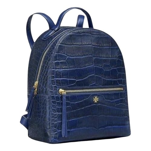 Pre-owned Tory Burch Leather Backpack In Blue