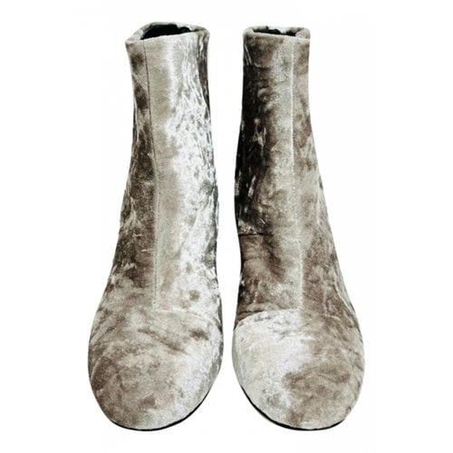 Pre-owned Rag & Bone Velvet Ankle Boots In Grey