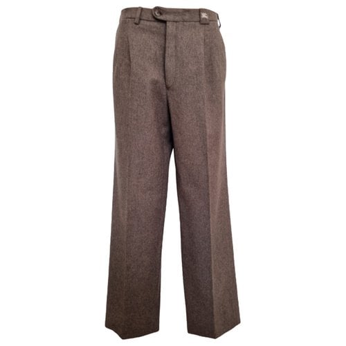 Pre-owned Burberry Wool Straight Pants In Brown