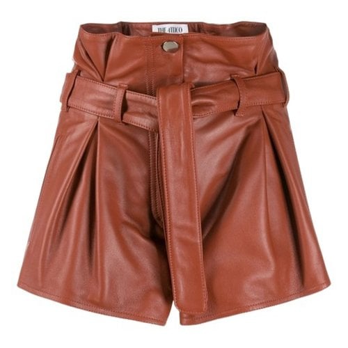 Pre-owned Attico Leather Mini Short In Brown