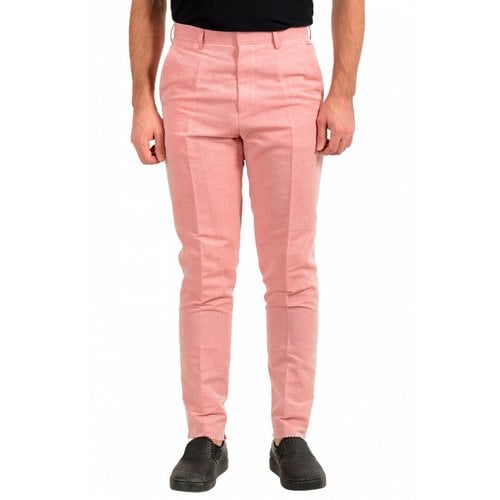 Pre-owned Hugo Boss Linen Trousers In Pink