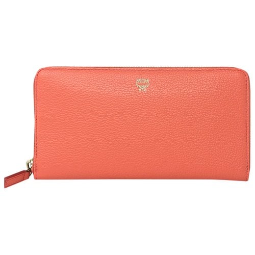 Pre-owned Mcm Leather Wallet In Orange
