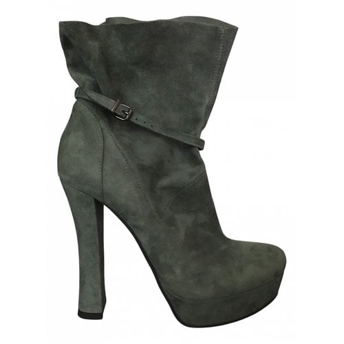 Pre-owned Giancarlo Paoli Leather Ankle Boots In Green