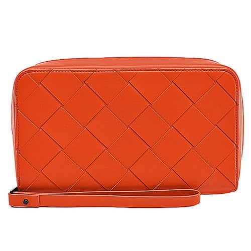 Pre-owned Bottega Veneta Leather Clutch Bag In Orange