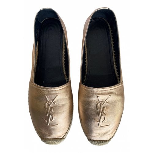 Pre-owned Saint Laurent Leather Espadrilles In Gold