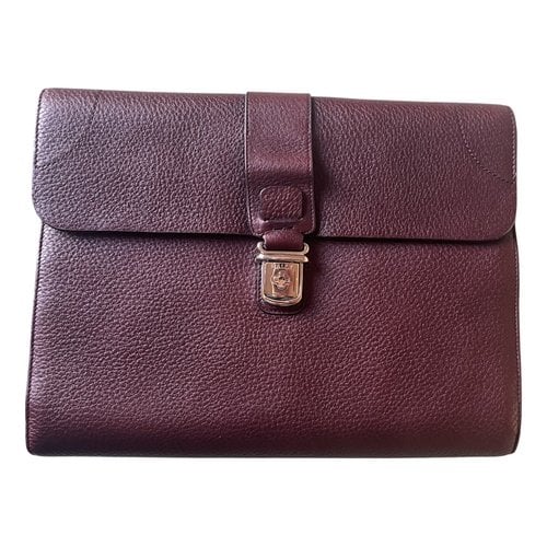 Pre-owned Bally Leather Satchel In Burgundy