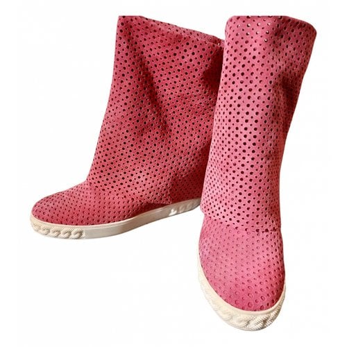 Pre-owned Casadei Ankle Boots In Pink