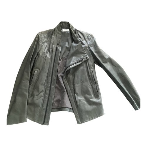 Pre-owned Helmut Lang Leather Jacket In Green