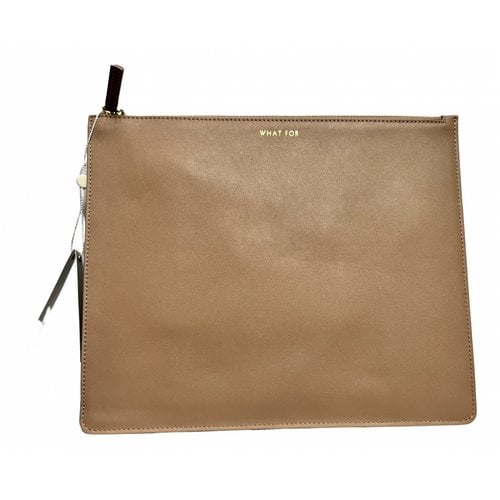 Pre-owned What For Leather Clutch Bag In Beige