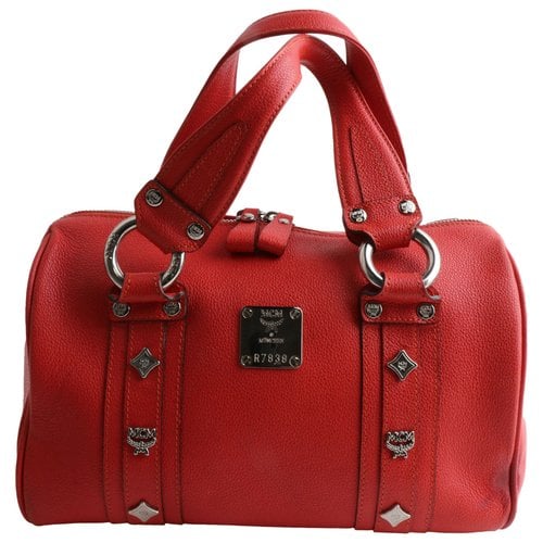 Pre-owned Mcm Boston Leather Handbag In Red