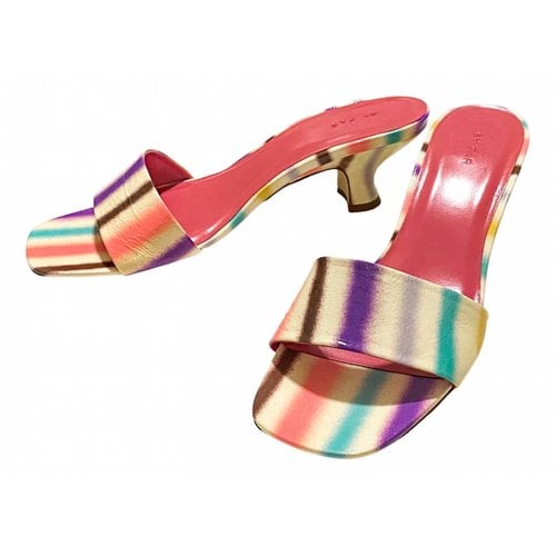 Pre-owned By Far Patent Leather Mules In Multicolour