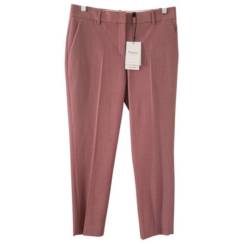 Pre-owned Theory Wool Slim Pants In Pink