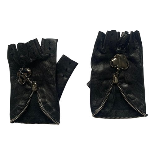 Pre-owned Irfé Leather Mittens In Black