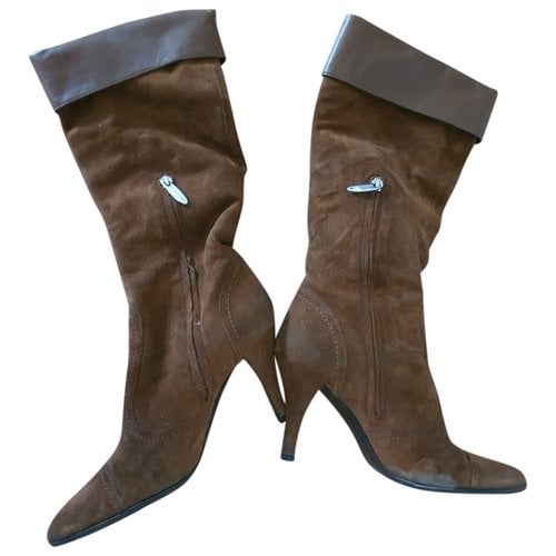 Pre-owned Sergio Rossi Leather Ankle Boots In Camel