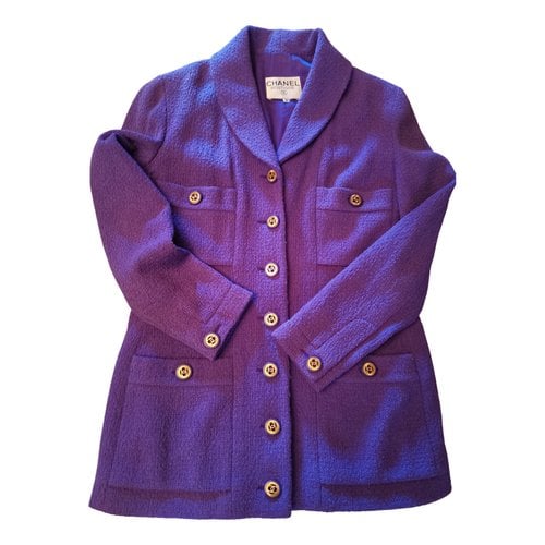 Pre-owned Chanel Wool Coat In Purple