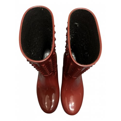 Pre-owned Valentino Garavani Ankle Boots In Red