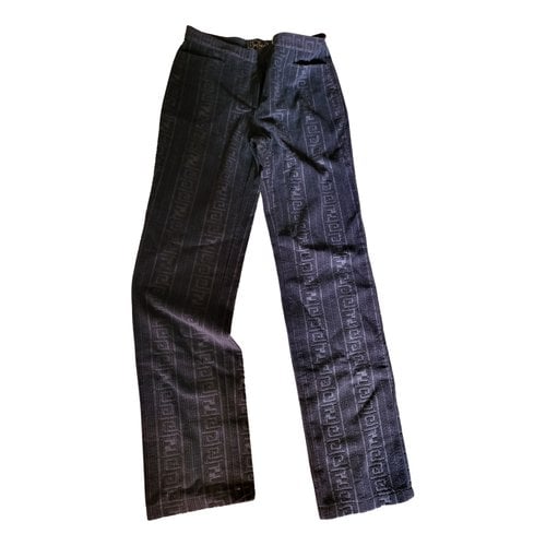 Pre-owned Fendi Velvet Straight Pants In Brown