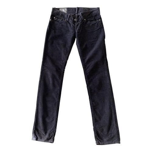 Pre-owned Dondup Velvet Straight Pants In Blue