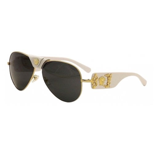 Pre-owned Versace Medusa Biggie Aviator Sunglasses In Gold