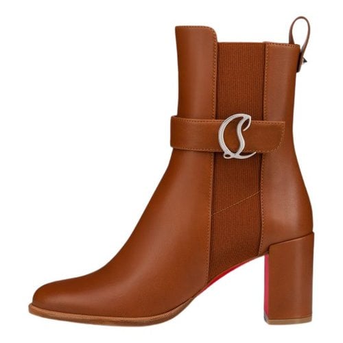 Pre-owned Christian Louboutin Leather Ankle Boots In Brown