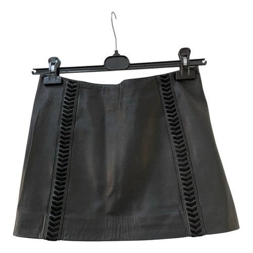 Pre-owned Sézane Leather Mini Skirt In Black