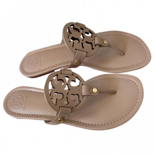 Pre-owned Tory Burch Leather Sandal In Beige