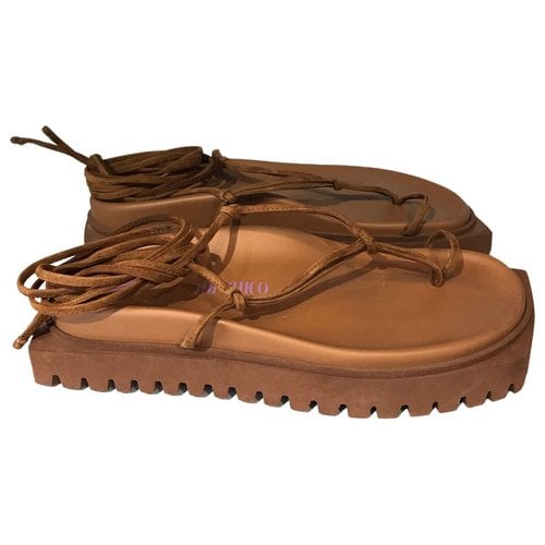 Pre-owned Attico Leather Sandal In Brown