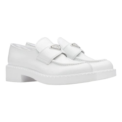 Pre-owned Prada Leather Flats In White
