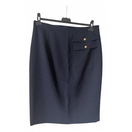 Pre-owned Valentino Wool Skirt In Navy