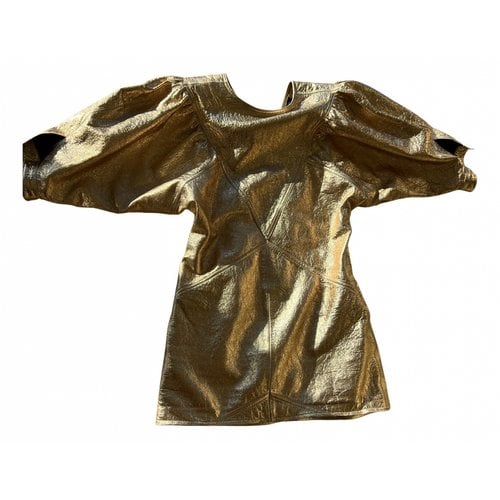 Pre-owned Isabel Marant Leather Mini Dress In Gold