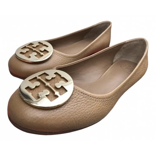 Pre-owned Tory Burch Leather Ballet Flats In Brown