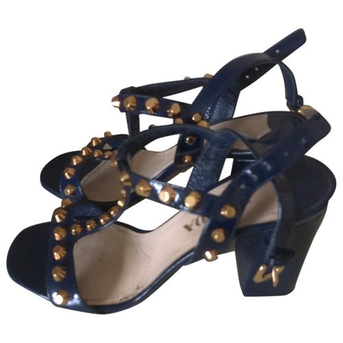 Pre-owned Prada Patent Leather Sandal In Blue
