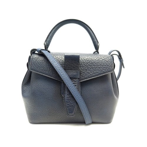 Pre-owned Lancel Charlie Leather Crossbody Bag In Navy