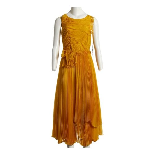 Pre-owned Rochas Silk Mid-length Dress In Yellow