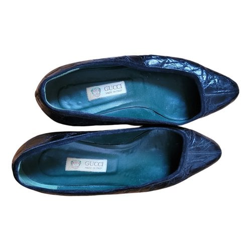 Pre-owned Gucci Patent Leather Ballet Flats In Black