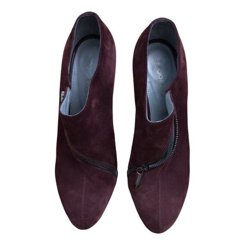 Pre-owned Sergio Rossi Ankle Boots In Burgundy