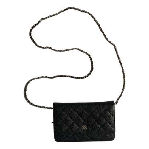 Pre-owned Chanel Wallet On Chain Timeless/classique Leather Mini Bag In Black