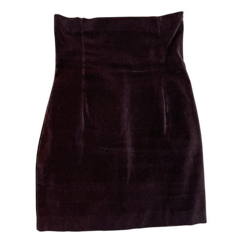 Pre-owned Dolce & Gabbana Velvet Mini Skirt In Burgundy