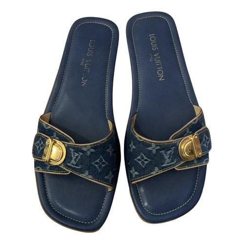 Pre-owned Louis Vuitton Leather Mules In Blue
