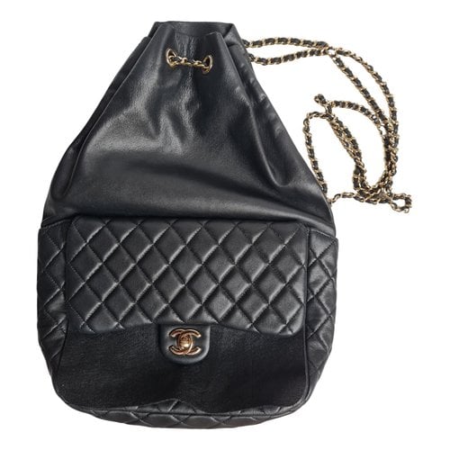 Pre-owned Chanel Timeless/classique Chain Leather Backpack In Black