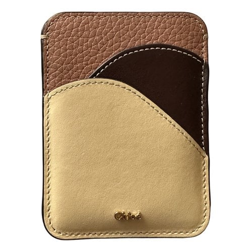 Pre-owned Chloé Leather Card Wallet In Beige