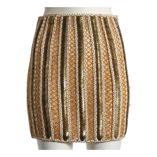 Pre-owned Balmain Silk Mini Skirt In Gold