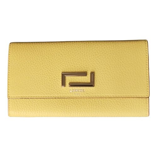 Pre-owned Lancel Pia Leather Wallet In Yellow