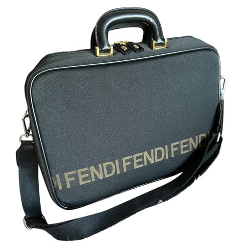 Pre-owned Fendi Baguette Convertible Cloth Bag In Black
