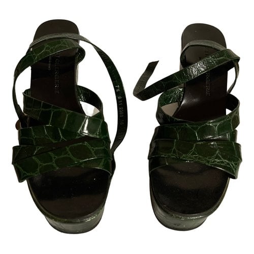 Pre-owned Robert Clergerie Leather Sandal In Green