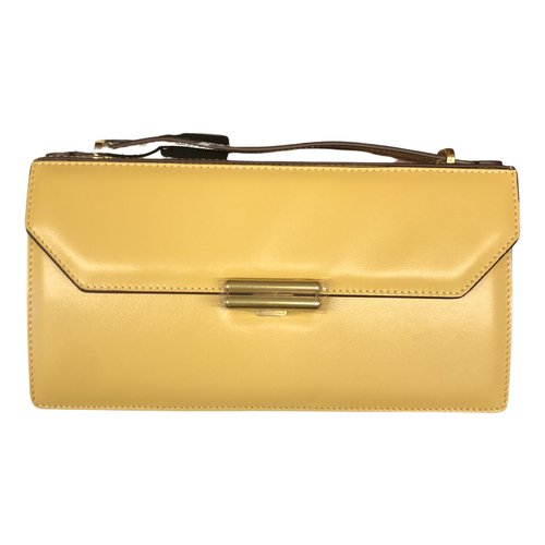 Pre-owned Manu Atelier Leather Clutch Bag In Yellow