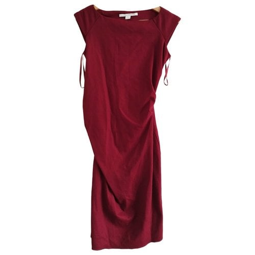 Pre-owned Diane Von Furstenberg Wool Mid-length Dress In Burgundy