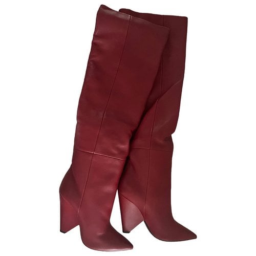 Pre-owned Saint Laurent Niki Leather Boots In Red