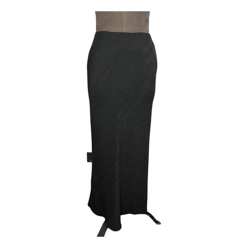 Pre-owned Donna Karan Silk Maxi Skirt In Black