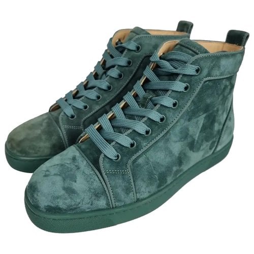 Pre-owned Christian Louboutin Louis High Trainers In Green